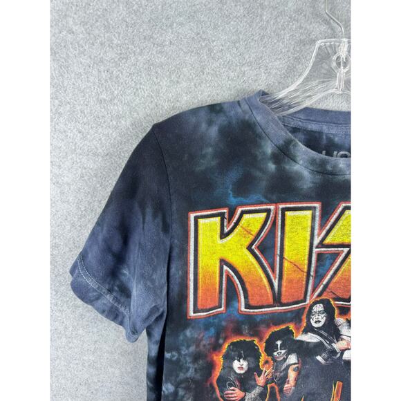 KISS Shirt Size S Blue Tie Dye Short‎ Sleeve Crewneck Tee Rock Band DEFECT - Picture 7 of 9